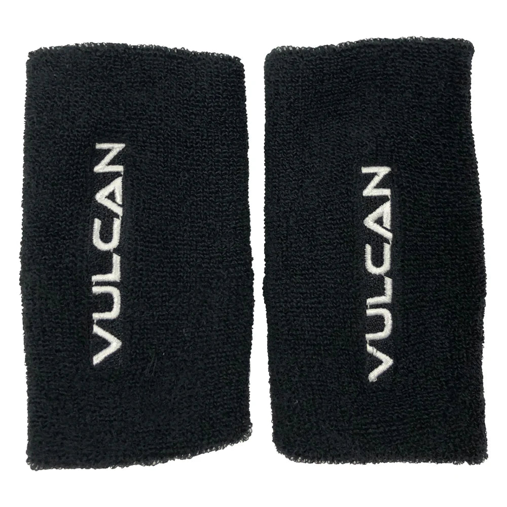 Vulcan Double Wide Wristbands, 1 Pair (Black)